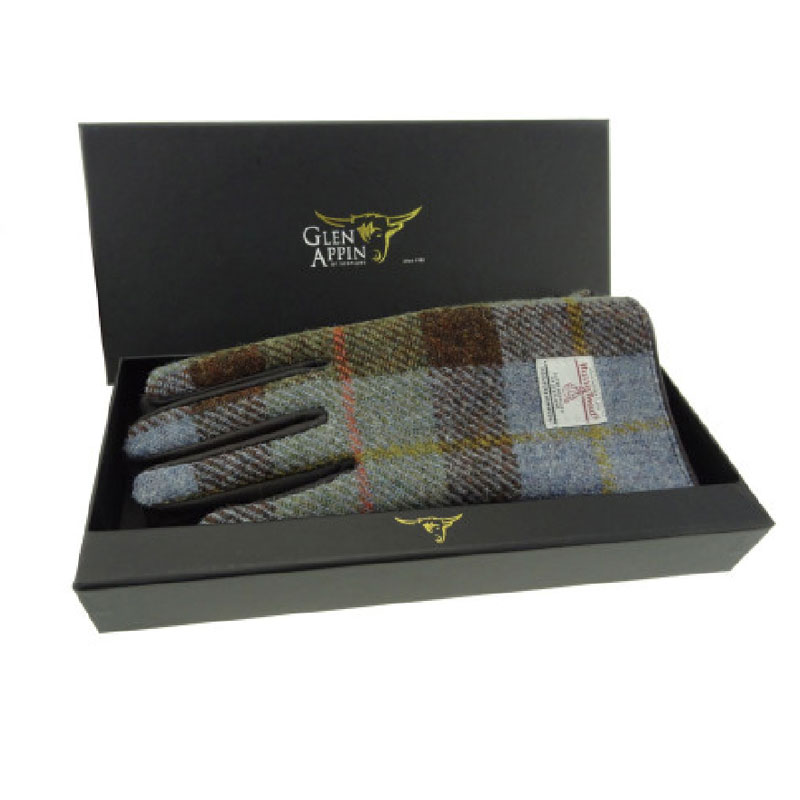 Ladies_Brown_Leather___Harris_Tweed_Gloves_Boxed_in_MacLeod